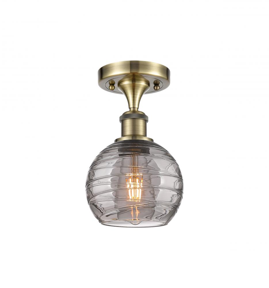 Athens Deco Swirl - 1 Light - 6 inch - Antique Brass - Semi-Flush Mount