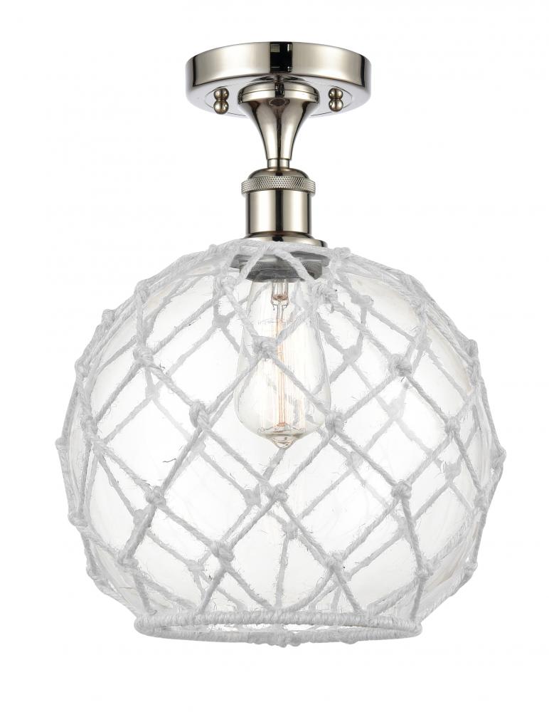 Farmhouse Rope - 1 Light - 10 inch - Polished Nickel - Semi-Flush Mount