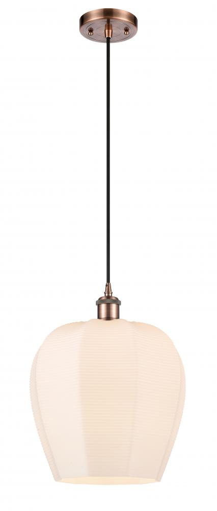 Norfolk - 1 Light - 12 inch - Antique Copper - Cord hung - Mini Pendant