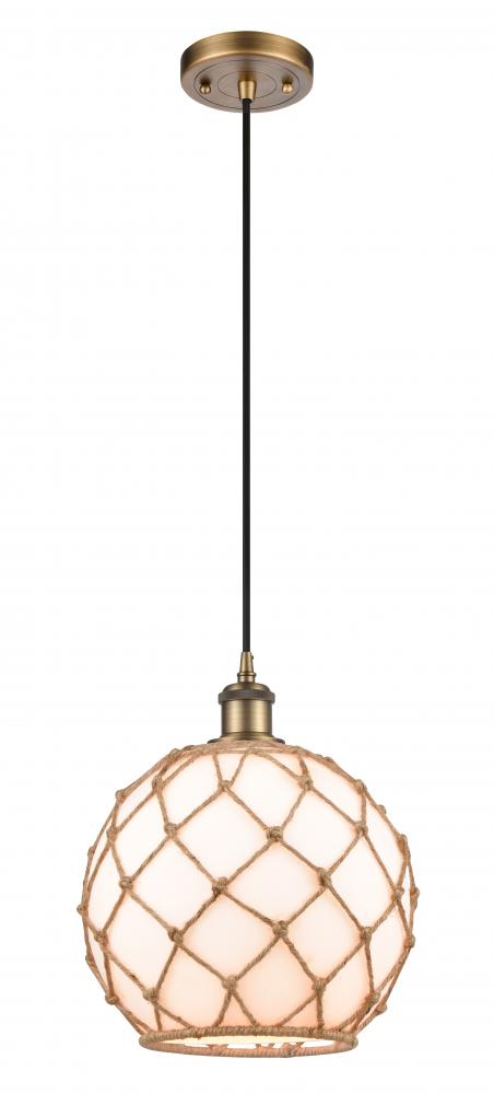 Farmhouse Rope - 1 Light - 10 inch - Brushed Brass - Cord hung - Mini Pendant