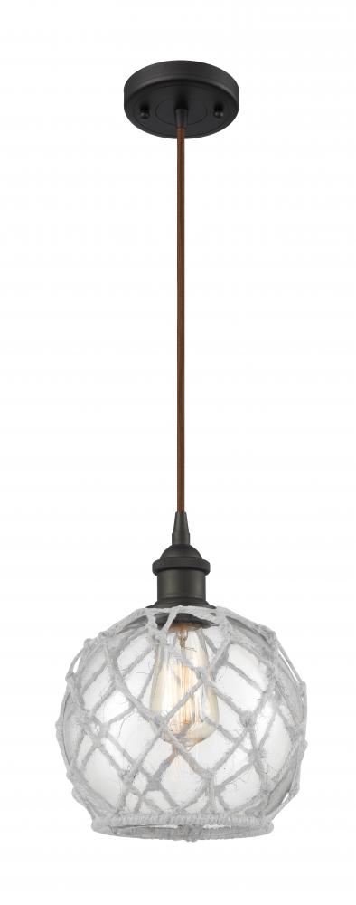 Farmhouse Rope - 1 Light - 8 inch - Oil Rubbed Bronze - Cord hung - Mini Pendant