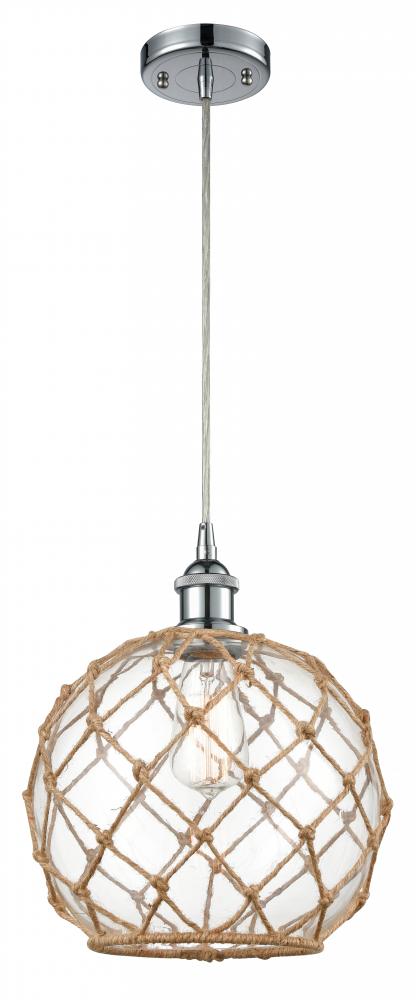 Farmhouse Rope - 1 Light - 10 inch - Polished Chrome - Cord hung - Mini Pendant