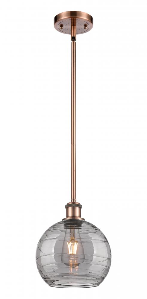 Athens Deco Swirl - 1 Light - 8 inch - Antique Copper - Mini Pendant