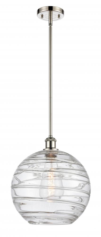 Athens Deco Swirl - 1 Light - 12 inch - Polished Nickel - Mini Pendant