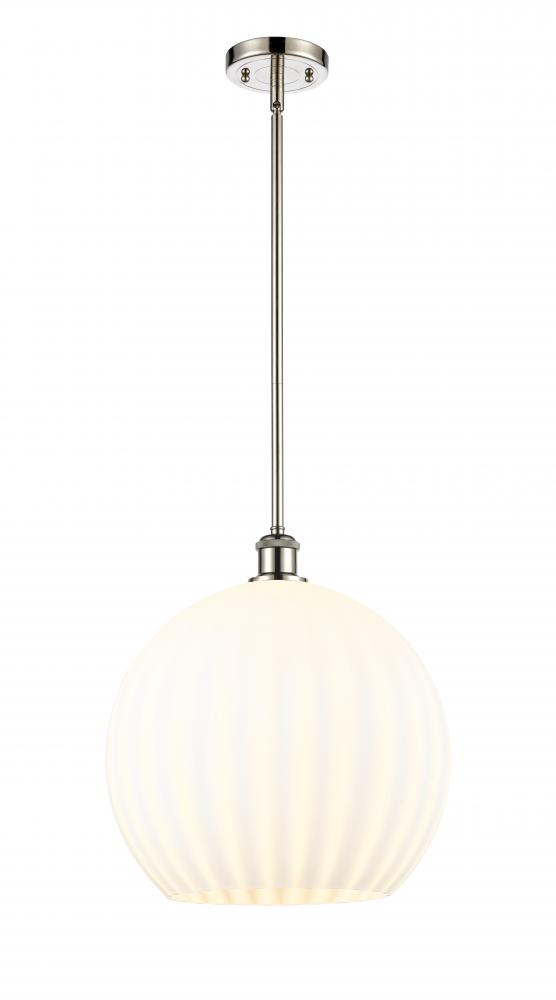 White Venetian - 1 Light - 14 inch - Polished Nickel - Pendant