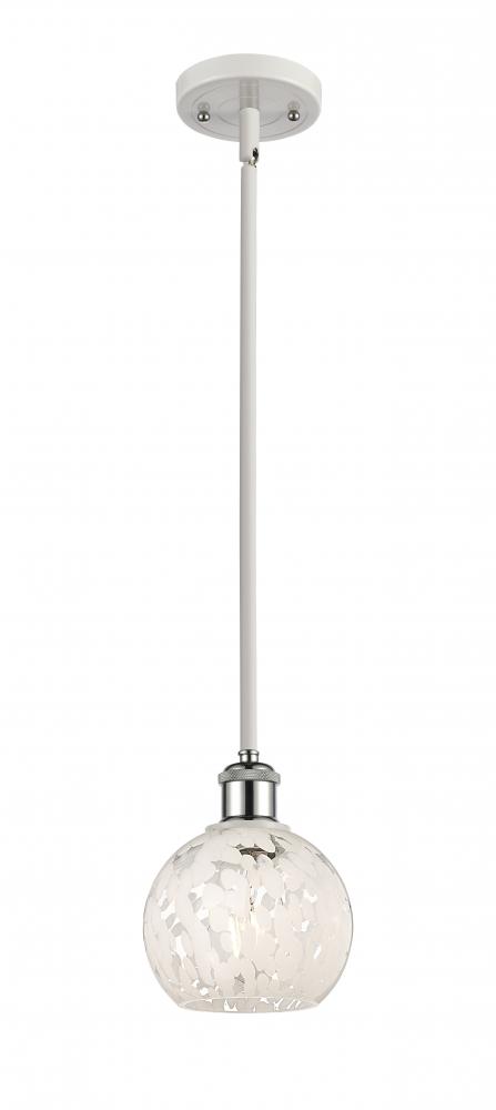 White Mouchette - 1 Light - 6 inch - White Polished Chrome - Mini Pendant