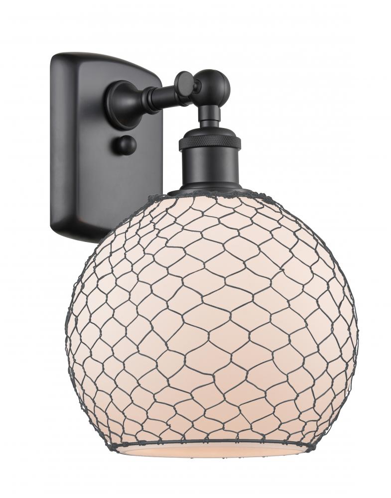 Farmhouse Chicken Wire - 1 Light - 8 inch - Matte Black - Sconce