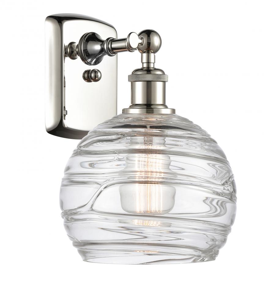 Athens Deco Swirl - 1 Light - 8 inch - Polished Nickel - Sconce