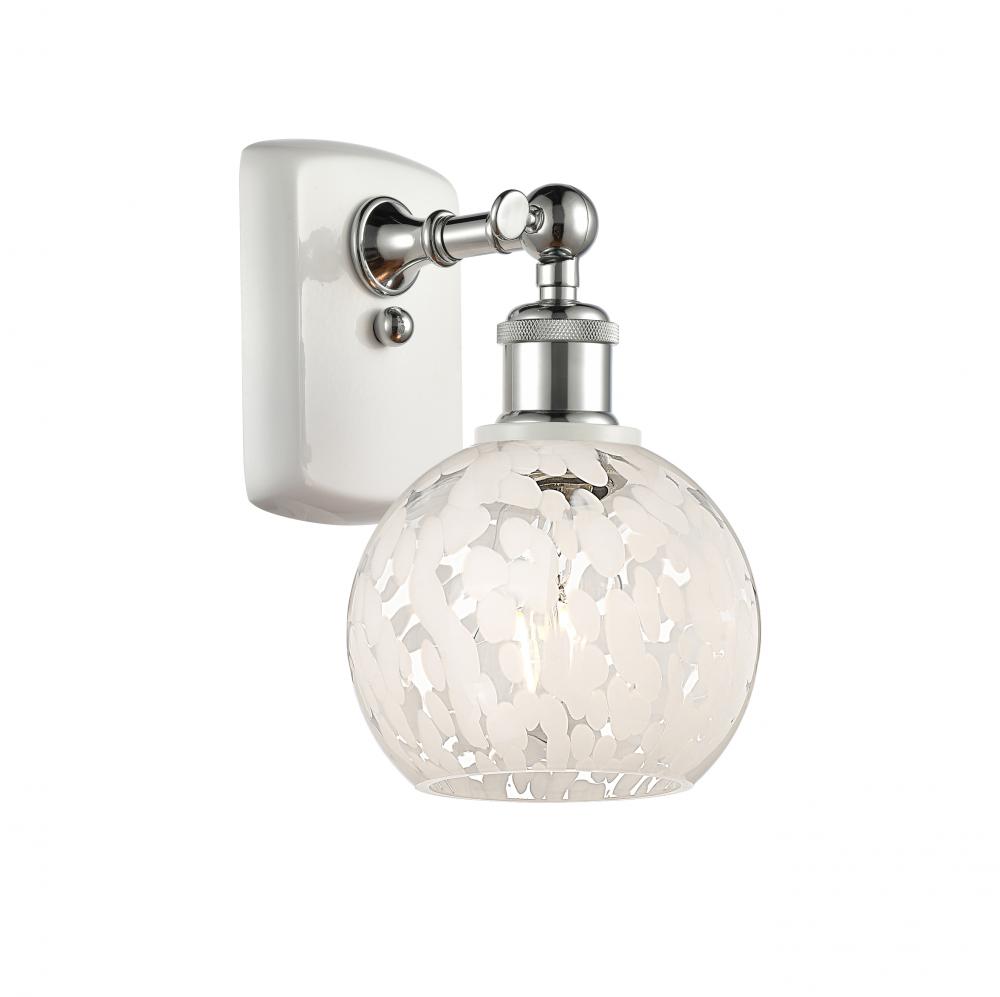 White Mouchette - 1 Light - 6 inch - White Polished Chrome - Sconce