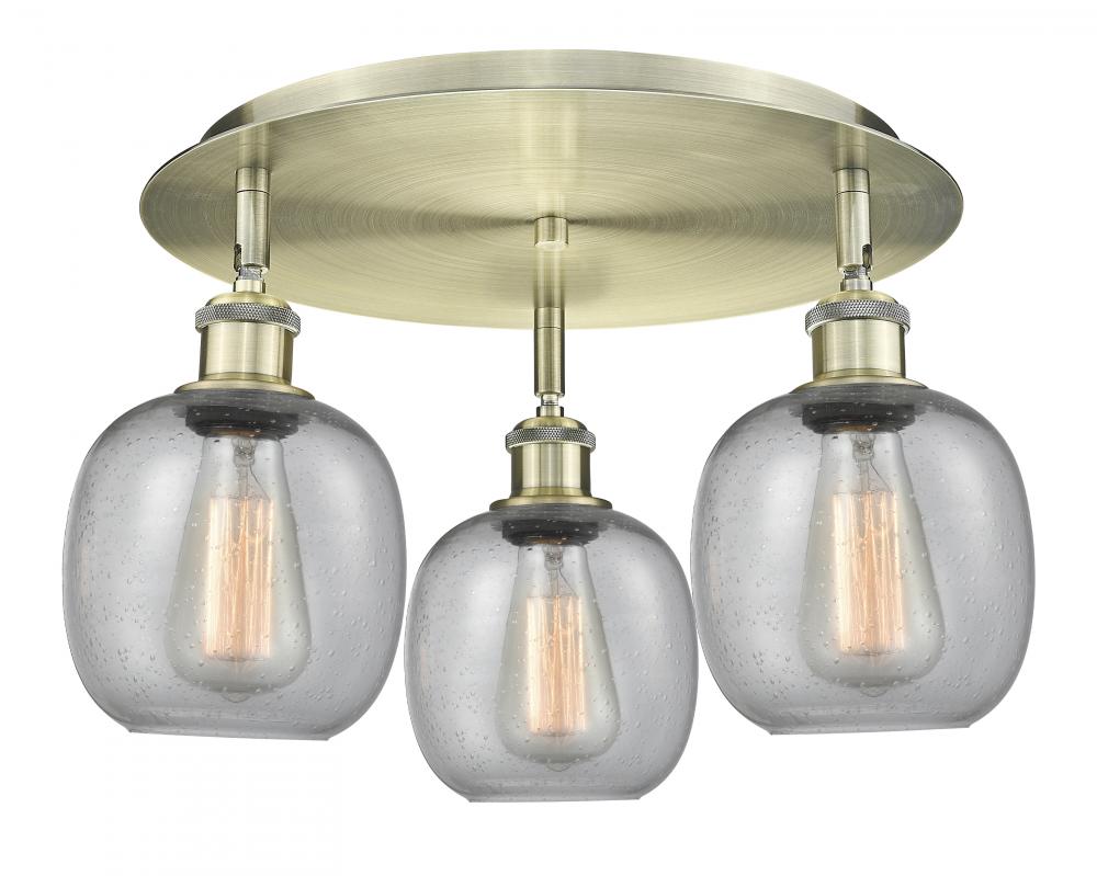 Belfast - 3 Light - 18 inch - Antique Brass - Flush Mount