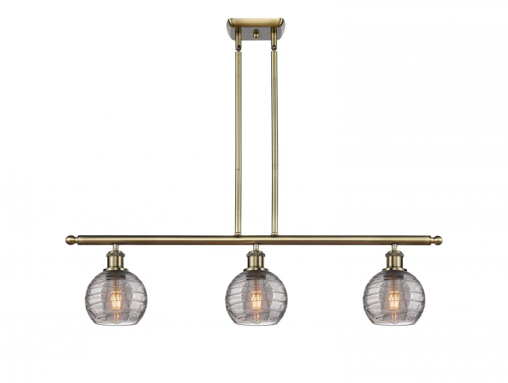 Athens Deco Swirl - 3 Light - 36 inch - Antique Brass - Cord hung - Island Light