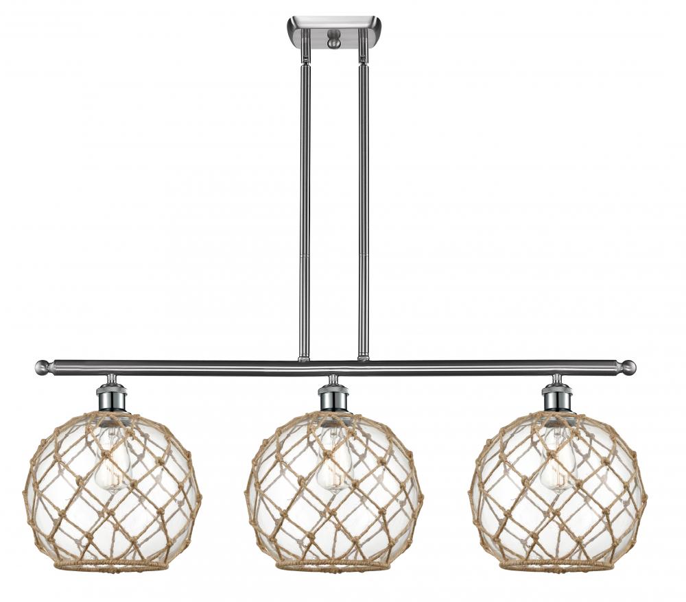 Farmhouse Rope - 3 Light - 37 inch - Brushed Satin Nickel - Cord hung - Island Light