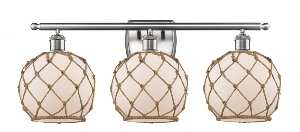 Farmhouse Rope - 3 Light - 28 inch - Brushed Satin Nickel - Bath Vanity Light