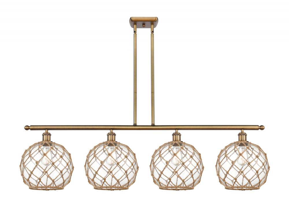 Farmhouse Rope - 4 Light - 48 inch - Brushed Brass - Cord hung - Island Light