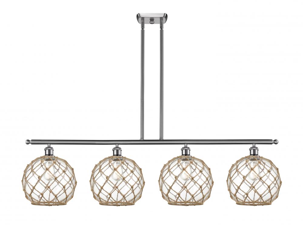 Farmhouse Rope - 4 Light - 48 inch - Brushed Satin Nickel - Cord hung - Island Light