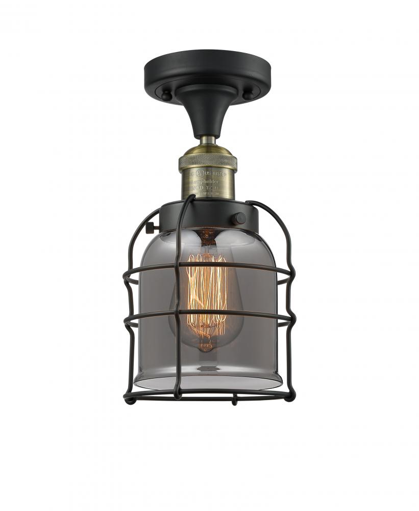 Bell Cage - 1 Light - 5 inch - Black Antique Brass - Semi-Flush Mount