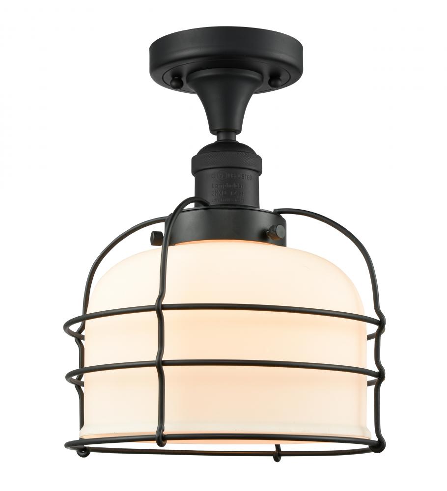 Bell Cage - 1 Light - 8 inch - Matte Black - Semi-Flush Mount