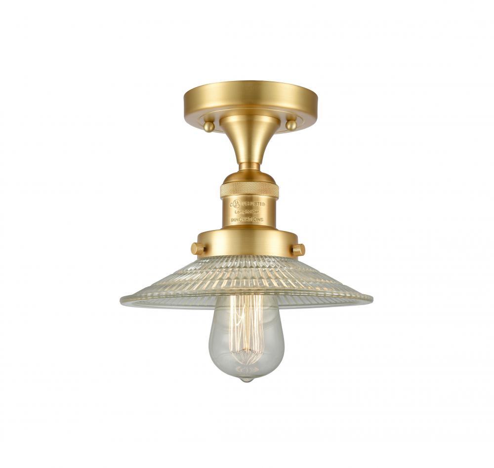 Halophane - 1 Light - 9 inch - Satin Gold - Semi-Flush Mount