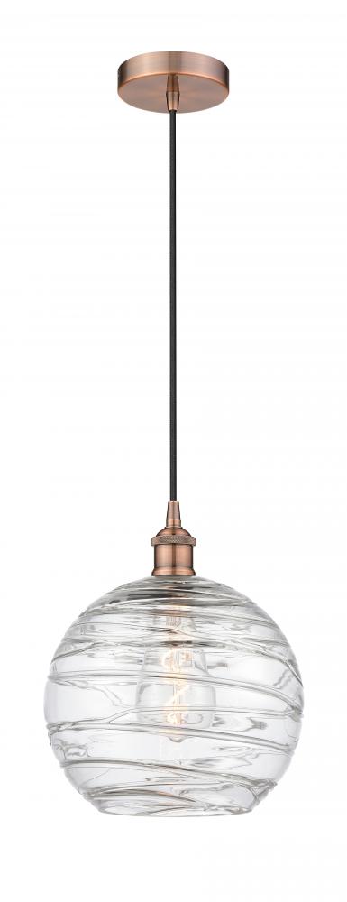 Athens Deco Swirl - 1 Light - 10 inch - Antique Copper - Cord hung - Mini Pendant