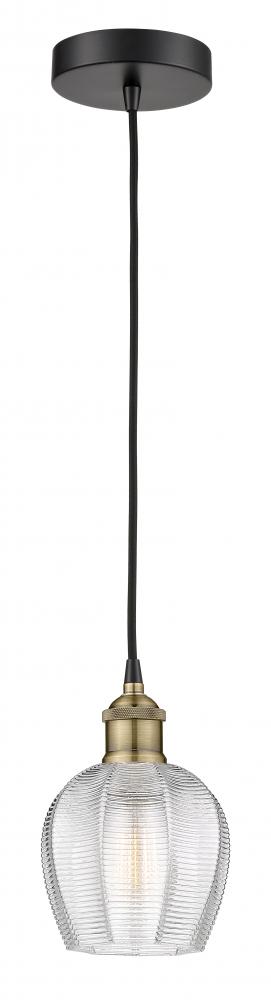 Norfolk - 1 Light - 6 inch - Black Antique Brass - Cord hung - Mini Pendant