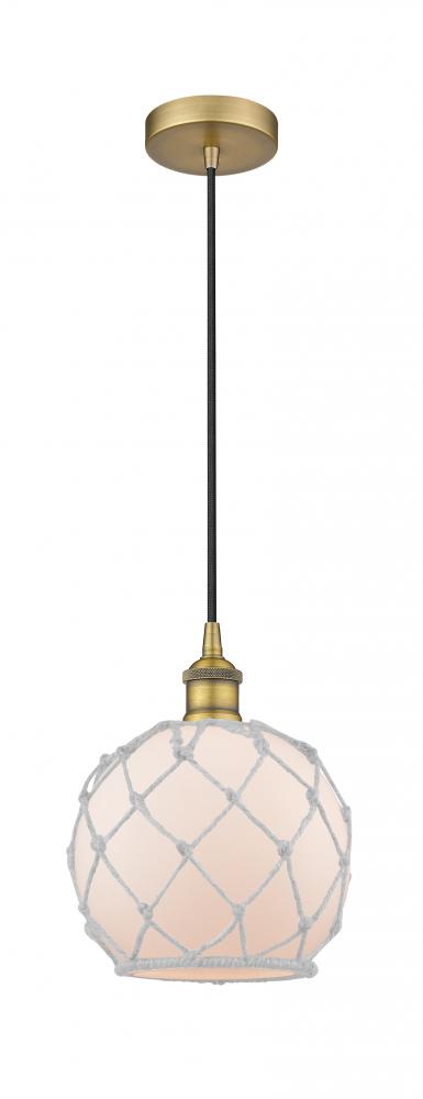 Farmhouse Rope - 1 Light - 8 inch - Brushed Brass - Cord hung - Mini Pendant