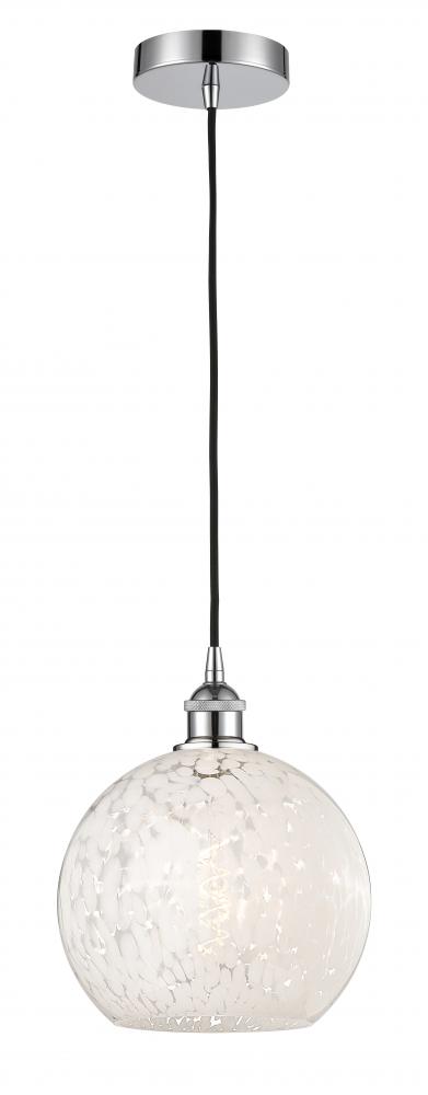 White Mouchette - 1 Light - 10 inch - Polished Chrome - Cord Hung - Mini Pendant