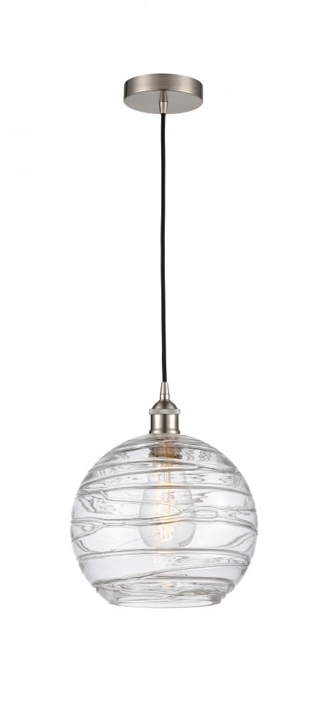 Athens Deco Swirl - 1 Light - 10 inch - Brushed Satin Nickel - Cord hung - Mini Pendant