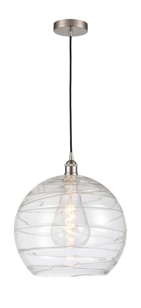 Athens Deco Swirl - 1 Light - 14 inch - Brushed Satin Nickel - Cord hung - Pendant