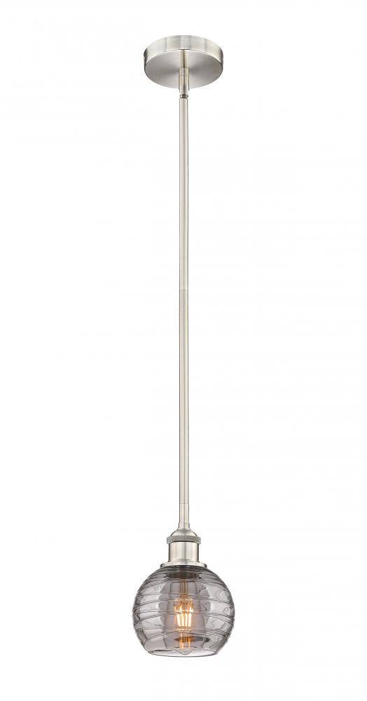 Athens Deco Swirl - 1 Light - 6 inch - Brushed Satin Nickel - Cord hung - Mini Pendant