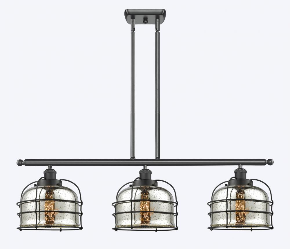 Bell Cage - 3 Light - 36 inch - Matte Black - Stem Hung - Island Light