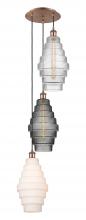  113B-3P-AC-G670-MU - Cascade - 3 Light - 15 inch - Antique Copper - Cord hung - Multi Pendant