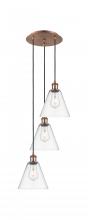  113B-3P-AC-GBC-82 - Berkshire - 3 Light - 15 inch - Antique Copper - Cord Hung - Multi Pendant