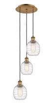  113B-3P-BB-G1013 - Belfast - 3 Light - 13 inch - Brushed Brass - Cord Hung - Multi Pendant