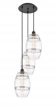  113B-3P-BK-G557-8CL - Vaz - 3 Light - 15 inch - Matte Black - Cord hung - Multi Pendant