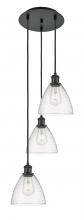  113B-3P-BK-GBD-754 - Bristol - 3 Light - 14 inch - Matte Black - Cord Hung - Multi Pendant