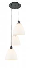  113B-3P-BK-GBD-91 - Bristol - 3 Light - 16 inch - Matte Black - Cord Hung - Multi Pendant