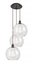  113B-3P-OB-G124-12 - Athens - 3 Light - 18 inch - Oil Rubbed Bronze - Cord Hung - Multi Pendant