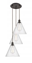  113B-3P-OB-GBC-124 - Berkshire - 3 Light - 19 inch - Oil Rubbed Bronze - Cord Hung - Multi Pendant