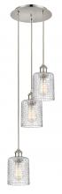  113B-3P-PN-G112C-5CL - Cobbleskill - 3 Light - 12 inch - Polished Nickel - Cord Hung - Multi Pendant