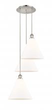  113B-3P-PN-GBC-121 - Berkshire - 3 Light - 19 inch - Polished Nickel - Cord Hung - Multi Pendant