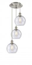  113B-3P-SN-G124-8 - Athens - 3 Light - 15 inch - Brushed Satin Nickel - Cord Hung - Multi Pendant