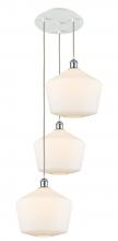  113B-3P-WPC-G651-12 - Cindyrella - 3 Light - 19 inch - White Polished Chrome - Cord Hung - Multi Pendant