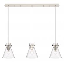  123-410-1PS-PN-G411-8CL - Newton Cone - 3 Light - 40 inch - Polished Nickel - Linear Pendant