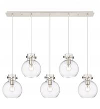  125-410-1PS-PN-G410-8CL - Newton Sphere - 5 Light - 40 inch - Polished Nickel - Cord hung - Linear Pendant