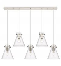  125-410-1PS-PN-G411-8CL - Newton Cone - 5 Light - 40 inch - Polished Nickel - Linear Pendant