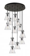  126-410-1PS-BK-G411-8SDY - Newton Cone - 12 Light - 27 inch - Matte Black - Multi Pendant