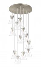  126-410-1PS-SN-G411-8CL - Newton Cone - 12 Light - 27 inch - Brushed Satin Nickel - Multi Pendant