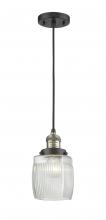 Innovations Lighting 201C-BAB-G302-LED - Colton - 1 Light - 6 inch - Black Antique Brass - Cord hung - Mini Pendant