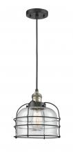 Innovations Lighting 201C-BAB-G74-CE-LED - Bell Cage - 1 Light - 9 inch - Black Antique Brass - Cord hung - Mini Pendant