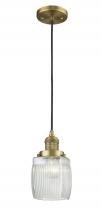 Innovations Lighting 201C-BB-G302-LED - Colton - 1 Light - 6 inch - Brushed Brass - Cord hung - Mini Pendant